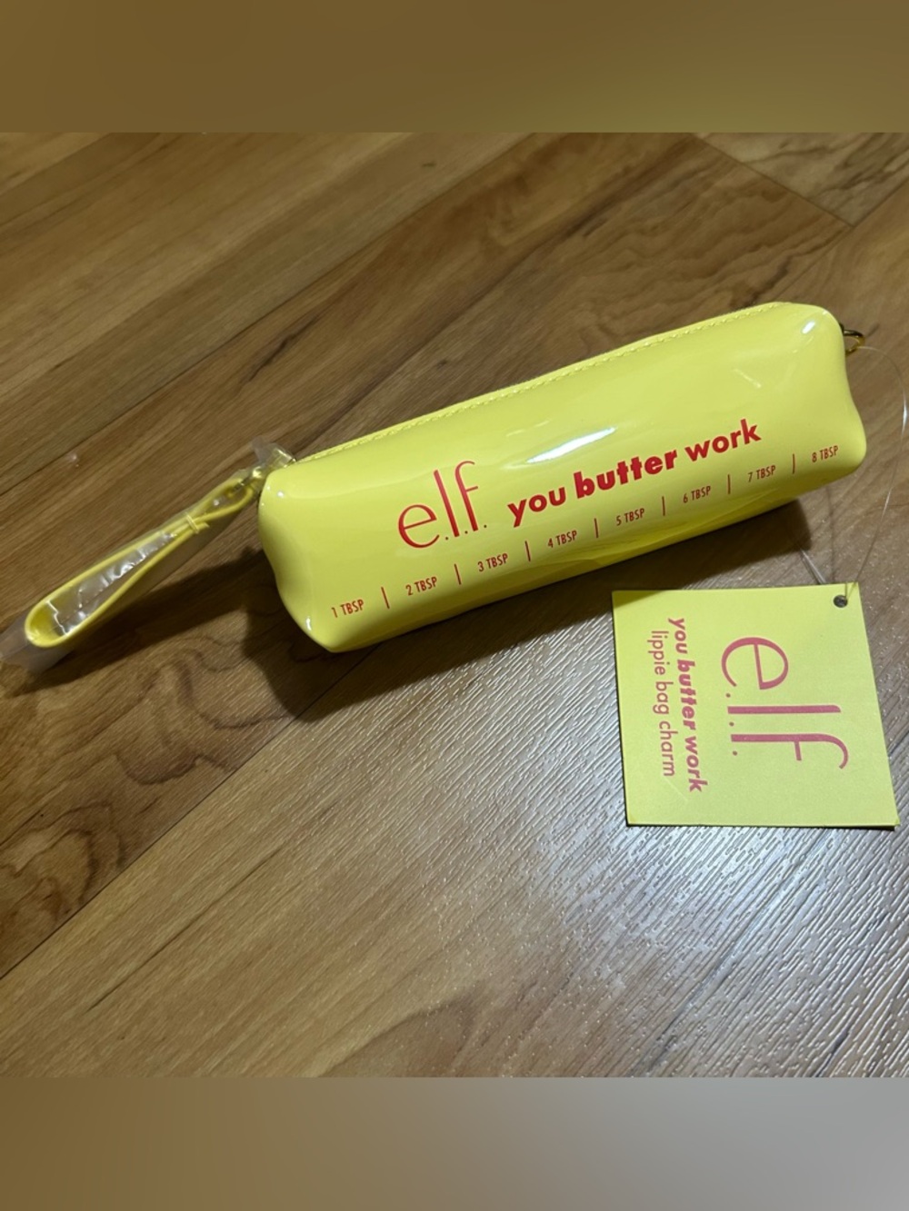 e.l.f. Yellow Cosmetic Brush/Cosmetic Case - "you butter work"